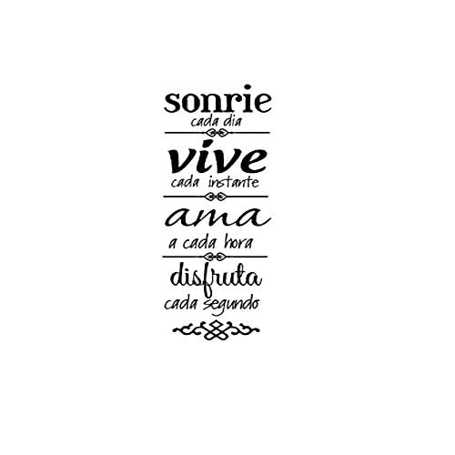 Sonrie Vive AMA Wall Decal Home Decor Spanish Family Rules Decals Art Sticker (23.6''x7.8'')