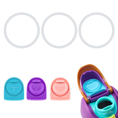 Silicone Seal Rings & Stoppers for Owala Freesip - 6 Pieces, Pink/Cyan/Purple