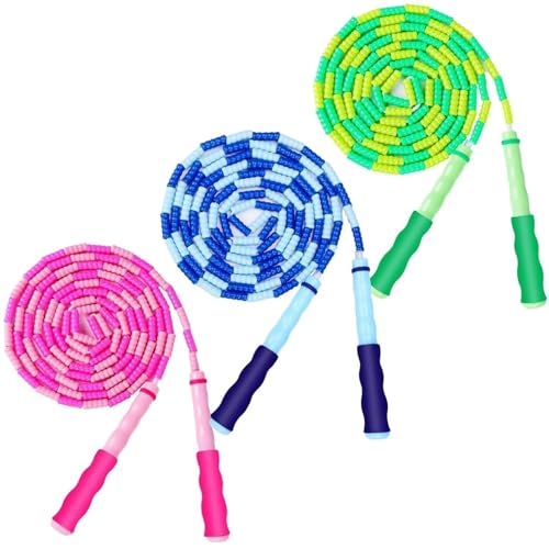 Adjustable Soft Beaded Jump Rope - 3 Pack for Kids & Adults