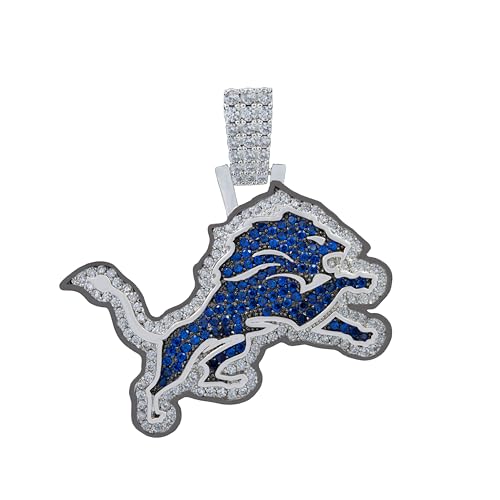 Detroit Lions NFL Logo Pendant - Gold Plated Iced Out Necklace