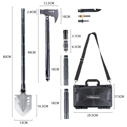 ZODISTORE Multipurpose Folding Camping Shovel & Hatchet Set for Survival