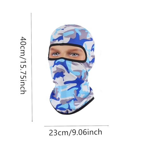Windproof Balaclava Ski Mask - UV Protection Full Face Hood - Camo Light Blue
