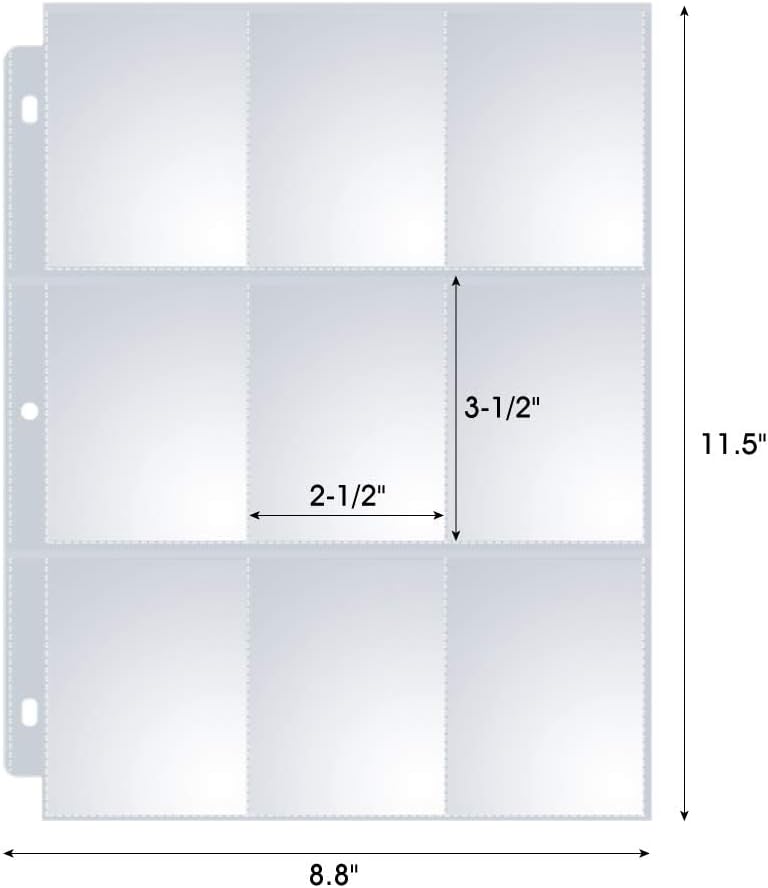 Sooez 9 Pocket Page Protectors - 400 Pack Trading Card Sleeves for 3 Ring Binders | Ideal for Collectibles & Sports Cards