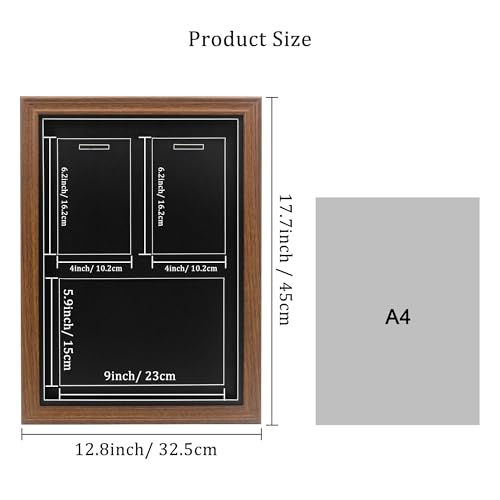 FramePro Walnut Wood Medal Display Frame Wall Mount with Real Glass - 18x13