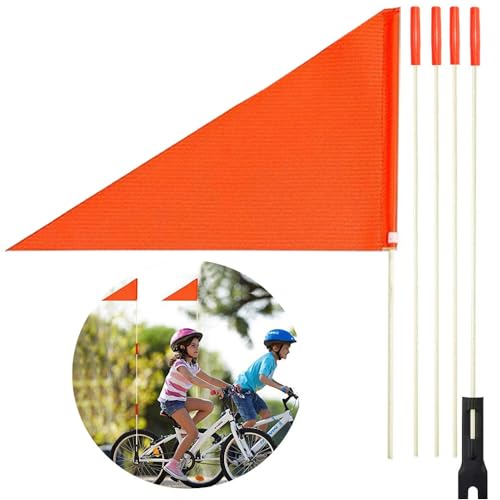 Orange Bicycle Safety Flag with 6 Ft Adjustable Pole