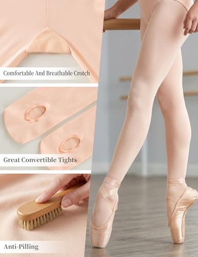 Ultra Soft Convertible Ballet Tights for Girls - Ballet Pink, 10-12 Years