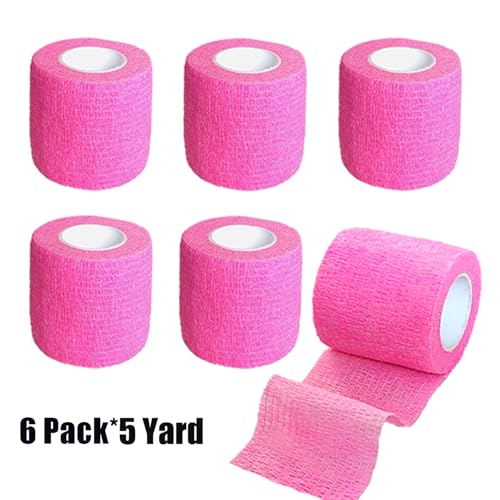 2 Inch Self Adhesive Bandage Wrap - 6 Pack, Pink