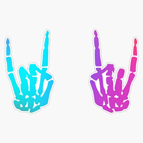 Skeleton Rock Hand Sign Vinyl Bumper Sticker - 5 Inch