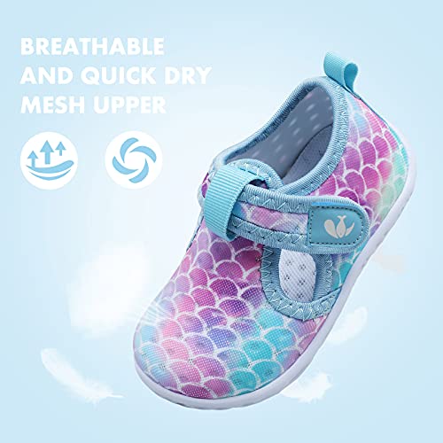 Kids Aqua Socks Water Shoes - Quick Dry Mermaid Scale - 7 Toddler