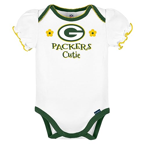 NFL Baby Girls 3-Pack Onesie Bodysuits - Green Bay Packers, 3-6 Months