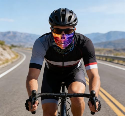 Skull Print Neck Gaiter Face Mask - Yellow Face-29