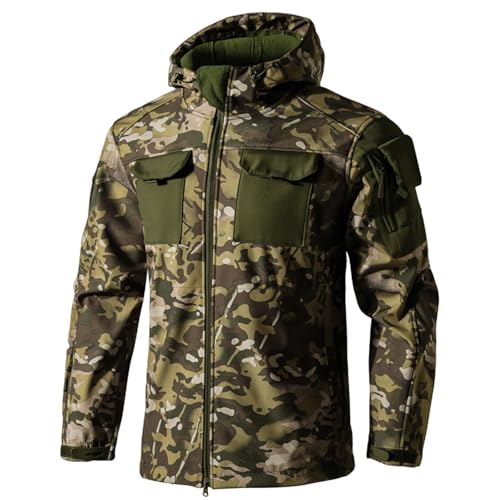 Windproof Water Resistant Fleece Lined Jacket - Camouflage, X-Large