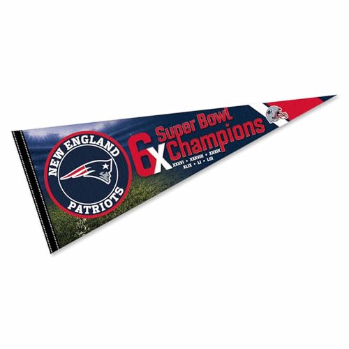 New England Patriots 6-Time Champions Pennant Banner Flag
