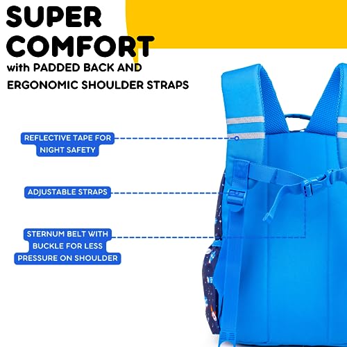 J World Kids Backpack & Lunch Box Set - Multicolor Spaceship Design, For Ages 4-12