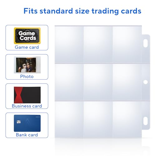40 Pack Clear 9-Pocket Trading Card Sleeves for 3-Ring Binders