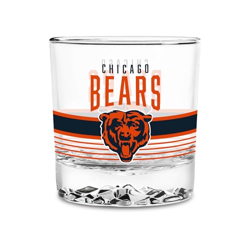 Chicago Bears NFL 11.5oz Rocks Glass - Heavy Base Whiskey Tumbler, Durable Home Bar Drinkware