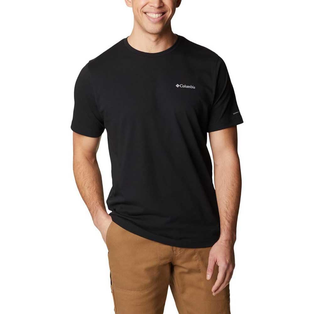 Columbia Men's Thistletown Hills Graphic Short Sleeve, City Grey Heather/Hikers Graphic, Large Tall