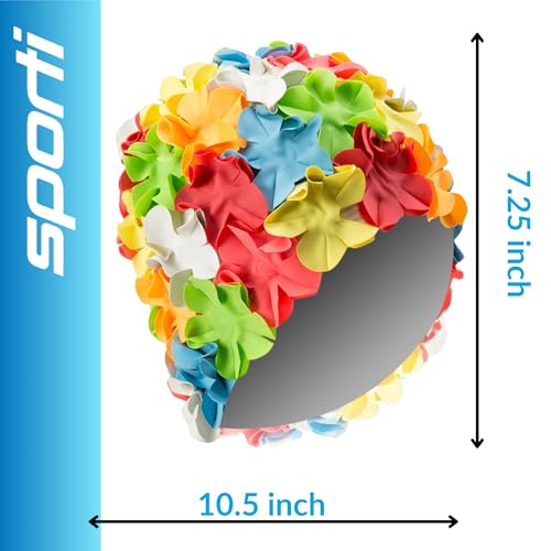 Sporti Women's Multi Floral Swim Cap - Hair Protection & Elegant Design