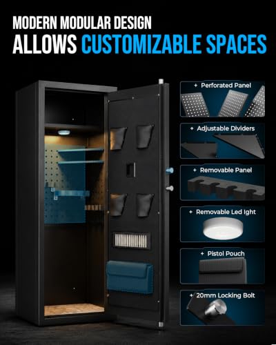 Biometric Gun Safe for Rifles and Pistols - Black, Quick Access, 12-15 Gun Capacity