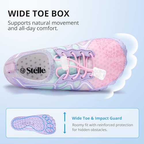 Kids Water Shoes - Quick Dry Barefoot with Drawstring - 2 Big Kid / Mermaid Ombre