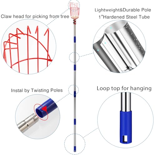 DonSail Telescoping Fruit Picker Pole with Basket 35-68 Inch Adjustable Mango & Citrus