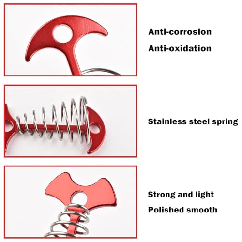 5 Pack Fishbone Deck Anchor Pegs with Spring Buckles - Red