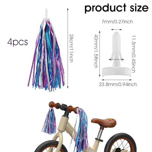 Colorful Bike Streamers for Girls - 4 Pcs Tassels Set