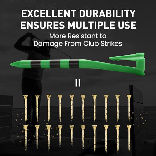 3 1/4 Inch Plastic Golf Tees with Hat Clip - 20 Pack, Green