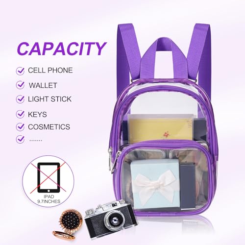 Clear Mini Backpack for Stadium Events - Purple PVC - 7.5x2.8x9