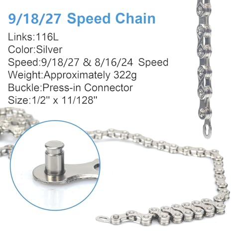HUFATWINS 9/18/27 Speed Bicycle Chain for Road & Mountain Bikes - 116 Links