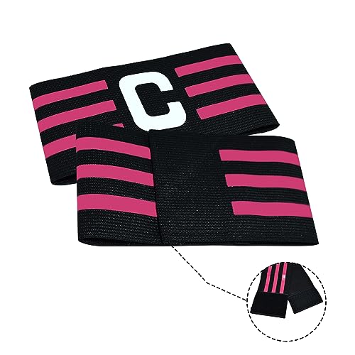 Adjustable Soccer Captain Armband - Elastic Nylon Team Sports Band - Black