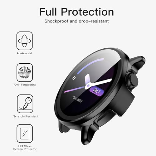 Hard PC Case for Vivoactive 6 with Tempered Glass Screen Protector - Clear