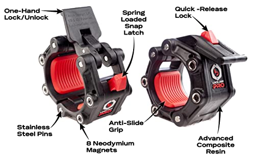 Red Lock-Jaw PRO 2 Magnetic Barbell Collars 2"/50mm Olympic Weight Clips