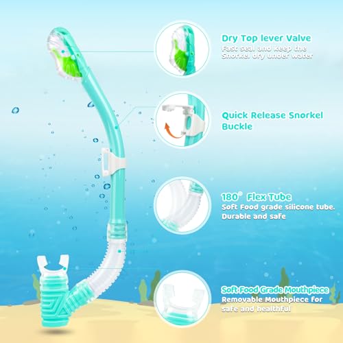 Kids Dry Snorkel Tube with Easy-Breath Technology - Food-Grade Silicone Mouthpiece
