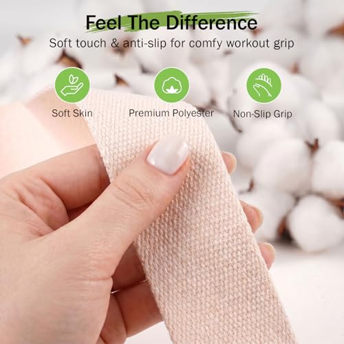 Adjustable Cotton Yoga Strap - 8 Feet Black for Stretching