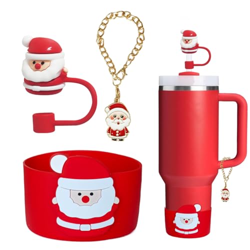 Christmas Stanley Cup Accessories Set - Red2 - Boot, Straw Cover & Charms