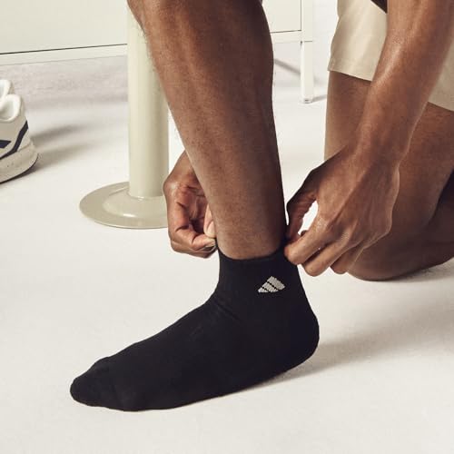 Men's Athletic Cushioned Quarter Socks - 6-Pack, Large - Black/Aluminum
