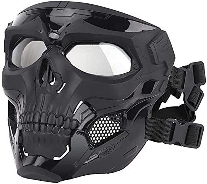 PJ Tactical Fast Helmet with Adjustable Airsoft Mask Skull Full Face MaskSuitable for Airsoft Paintball, Halloween, Role-Playing, Costume Parties and Movie Props