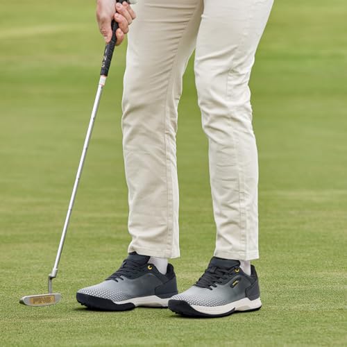 Wide Extra Wide Men's Golf Shoes - Waterproof Spiked - 10.5 X-Wide / Grey