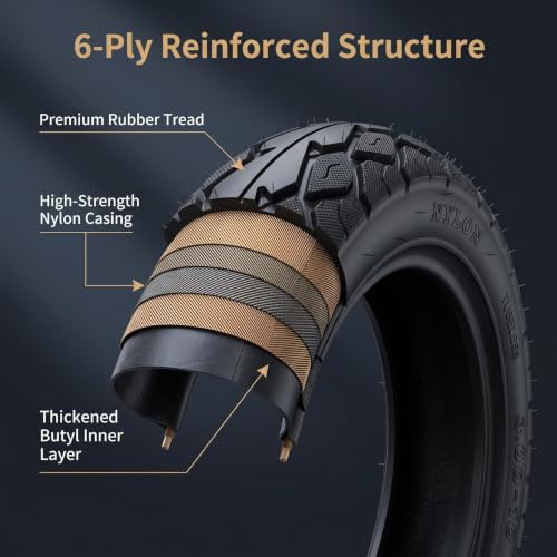 BISHUNCHI 3.00-10 Tubeless Tire - 10 Inch Off-Road Tire for Scooters, E-Bikes, Mopeds (3.00-10, 8PR) Variation: Tubeless Tire / 1