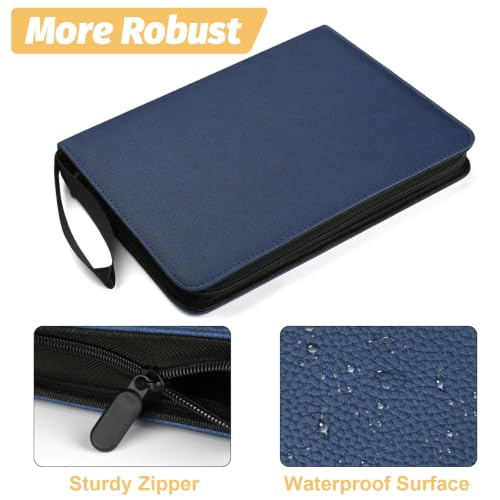 GERMUN 3 Ring 9 Pocket Zipper Card Binder, 720 Double Sided Standard