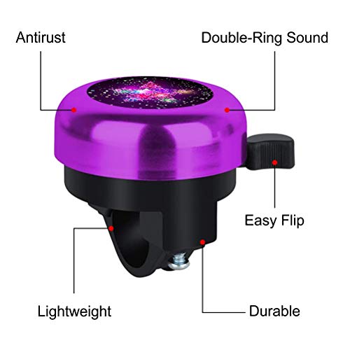 Kids Aluminum Bike Bell - Cute Purple Star Design, Clear Sound