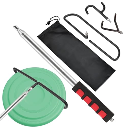 Ebrima 10ft Extendable Disc Golf Retriever with 3 Hooks - Stainless Steel Water & Tree Disc Grabber