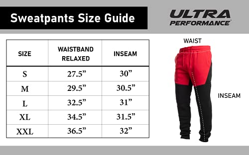 Ultra Performance Men’s 3 Pack Fleece Sweatpants with Pockets - Large Black