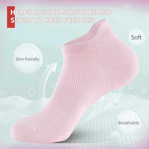 Non-Slip Pilates Socks for Women - 4 Pairs for Yoga & Dance