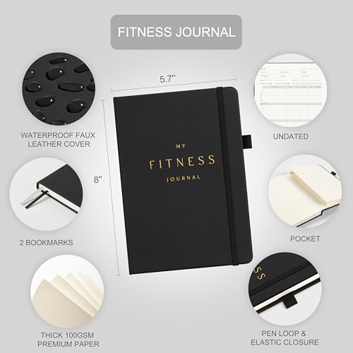 Fitness Journal with Daily Diet Tracker & Exercise Log - Bold Black