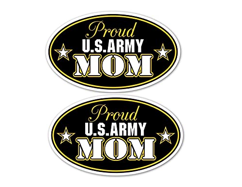 Proud US Army Mom Vinyl Decal Sticker - 2-Pack, 5x3 Inches