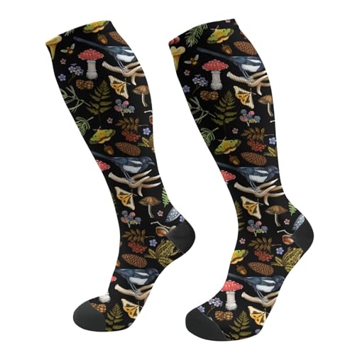 Compression Socks for Men & Women - Support Circulation - Watercolor Forest Bird