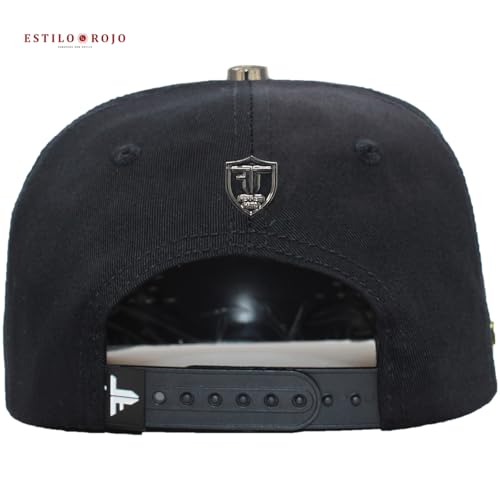 Ferreti Premium Black Baseball Cap with Rooster Metal Plate Adjustable Hat