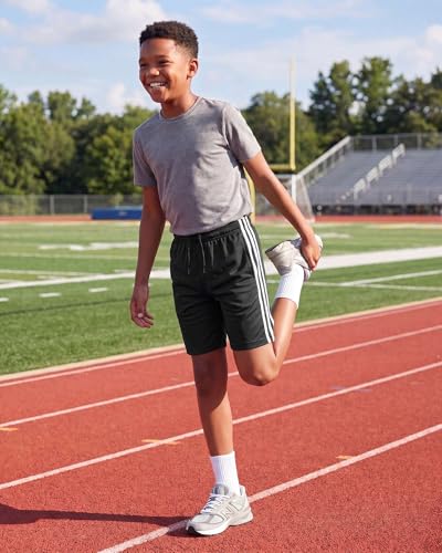 Boys' Mesh Athletic Shorts - 5 Pack, Quick Dry, Large